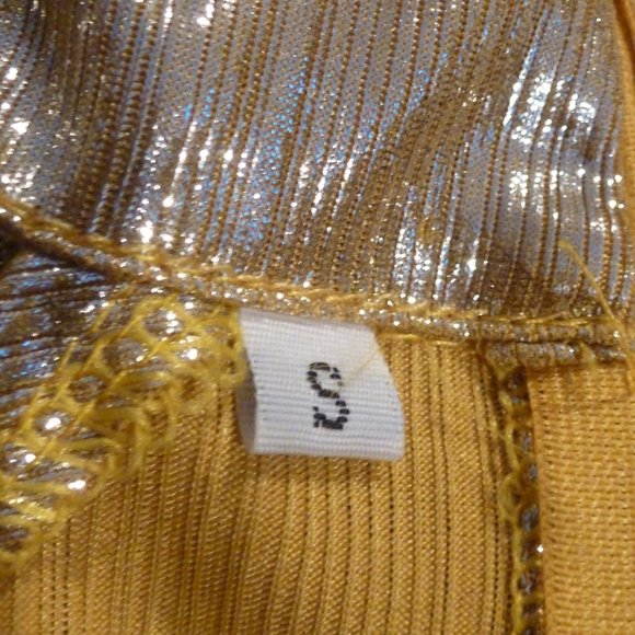 Fashionable Open Shoulders Stand Collar Golden Tank Top Sz S - Picture 7 of 8